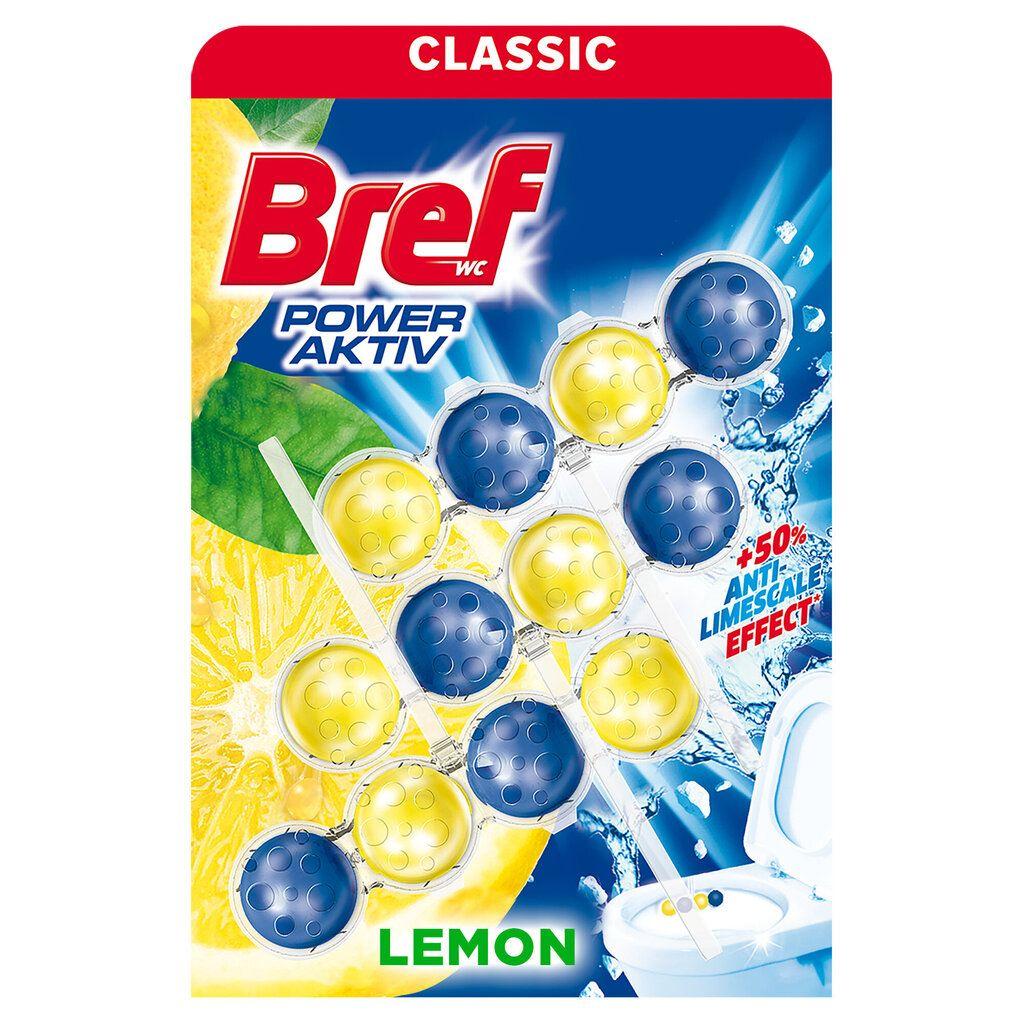 Підвісний блок для унітазу Bref WC Power Aktiv Lemon AntiLimescale effect Бреф Актів Павер підвіска Аромат Лимон 3шт 96г