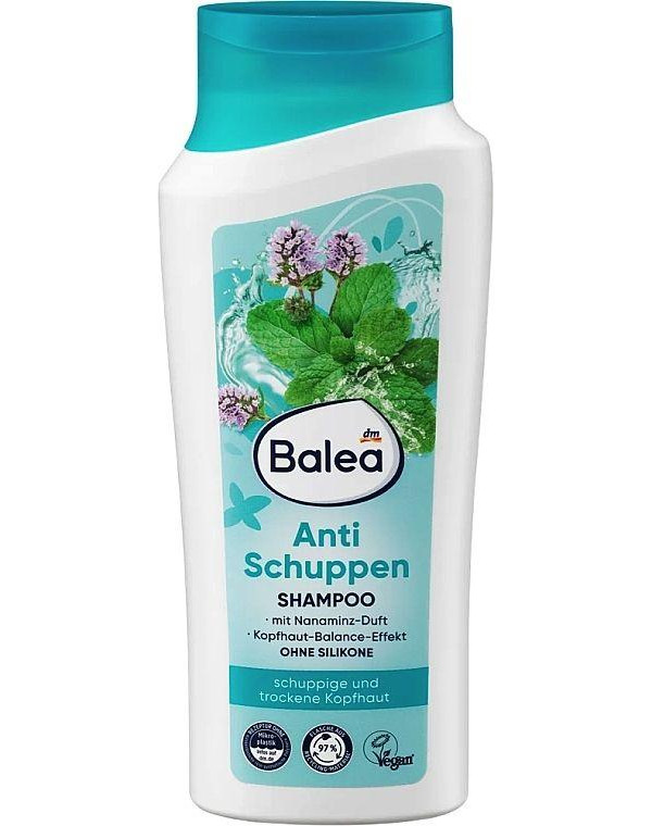 Шампунь щоденний Balea Anti Schuppen Champoo Nanaminz Балеа Проти лупи для пошкодженого волосся Мята 300мл