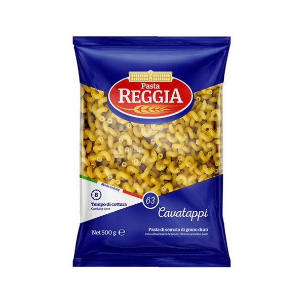 Макарони Каватаппі Ріжки Pasta Reggia №63 Cavatappi Реджія коротка Паста кручені Спіралі Пшеничні Тверді сорти 500г