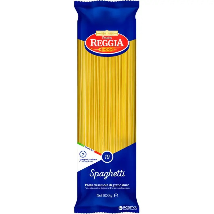 Макарони Спагетті Pasta Reggia №19 Spaghetti Реджія Паста Макарони довгі Пшеничні Тверді сорти 500г