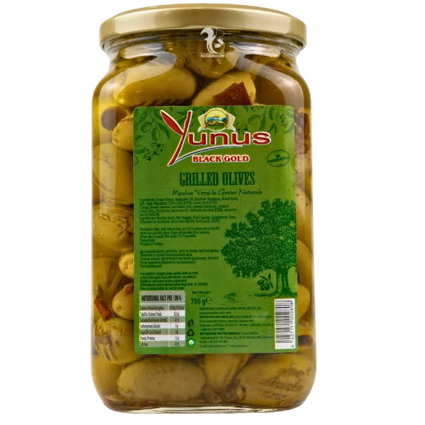 Оливкі Голд Грільовані натуральні Yunus Black Gold Grilled Olives naturale Юнус Чорне Золото Гріль Банка 750г