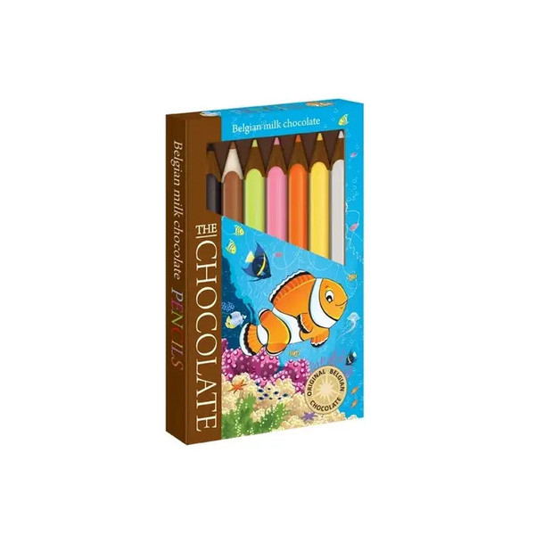 Олівці Шоколадні різнокольорові TheChocolate Pencils Belgium Gift Box Fish Бельгійський шоколад Молочний 7 Кольорів Рибка 100г