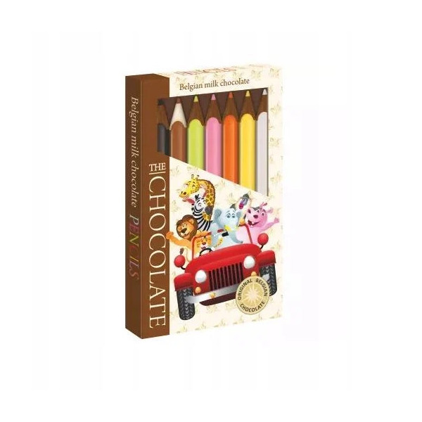 Олівці Шоколадні різнокольорові TheChocolate Pencils Belgium Gift Box Car Бельгійський шоколад Молочний 7 Кольорів Машинка 100г