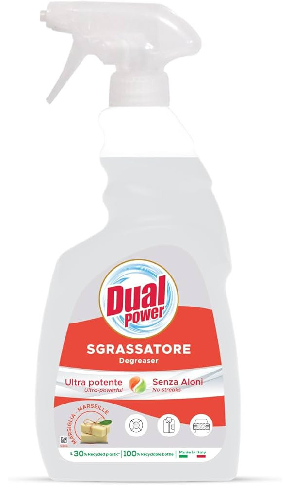 Засіб для видалення Жиру Універсальний Спрей Dual Power Sgrassatore Degreaser Дуал Павер Ультрасила з Марсельким милом 750мл