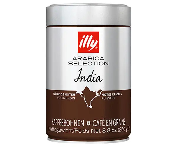 Кава зернова Illy Arabica Selection India Spicy notes Bold Coffebeans Іллі Арабіка Індія Пряні ноти метал Банка 250г