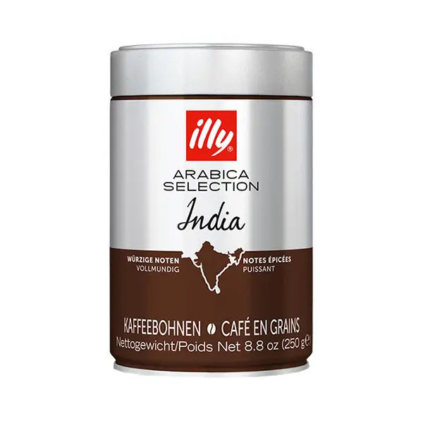 Кава зернова Illy Arabica Selection India Spicy notes Bold Coffebeans Іллі Арабіка Індія Пряні ноти метал Банка 250г