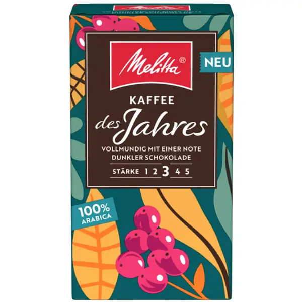 Кава мелена Melitta Kaffee des Jahres 100% Arabika Ground Chocolate notes Мелітта Кафе Арабіка ноти Шоколаду Пакет 500г