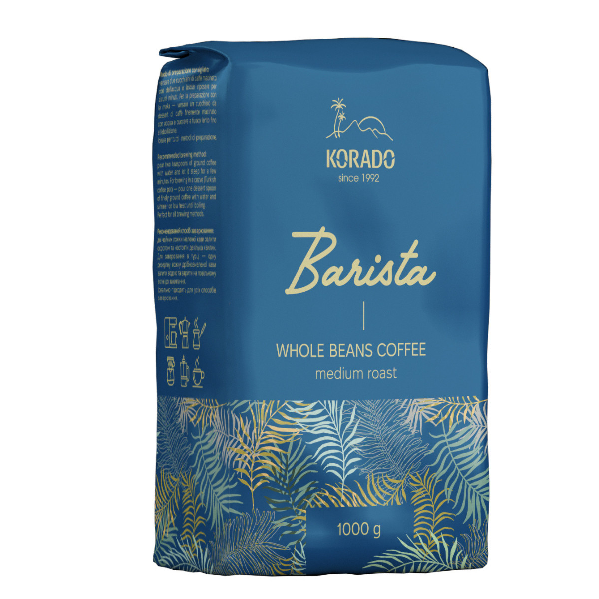 Кава в зернах Korado Barista Whole Beans Coffee Medium roast Корадо Баріста цільнозернова Середнє обсмаження 1кг