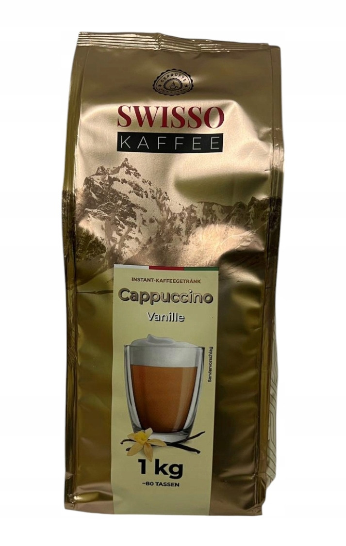Капучіно розчинний Swisso cappuchino Vanille Instant KaffeeGetrank Coffee Свіссо Ванільний крем 80порцій Пакет 1кг
