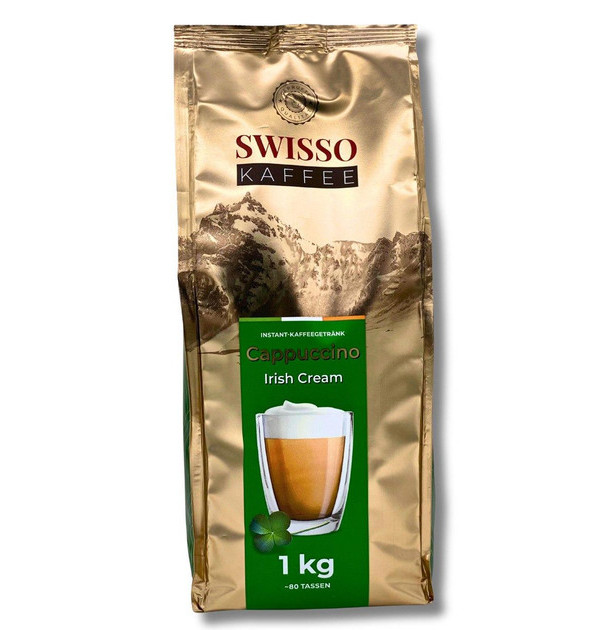 Капучіно розчинний Swisso cappuchino Irish Cream Instant KaffeeGetrank Coffee Свіссо крем Ірландські вершки 80порцій Пакет 1кг