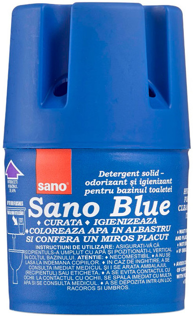 Засіб в Бачок для чищення дезинфекції Унітазів Sano Detergent solid Odorant Blue Сано блок з Ароматизацією 900 змивань 150г