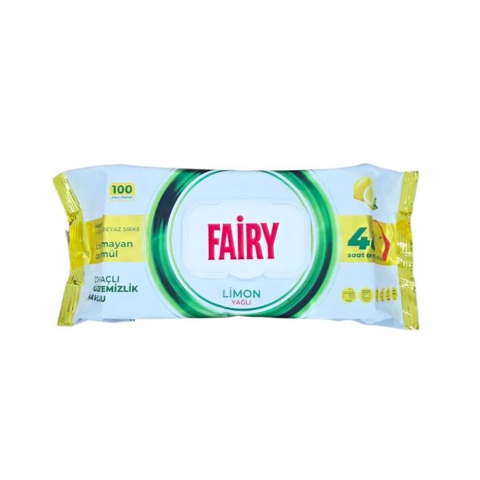 Вологі серветки для прибирання Універсальні Fairy Limon Yagli Фейрі з цитрусовим ароматом біорозкладні 100шт