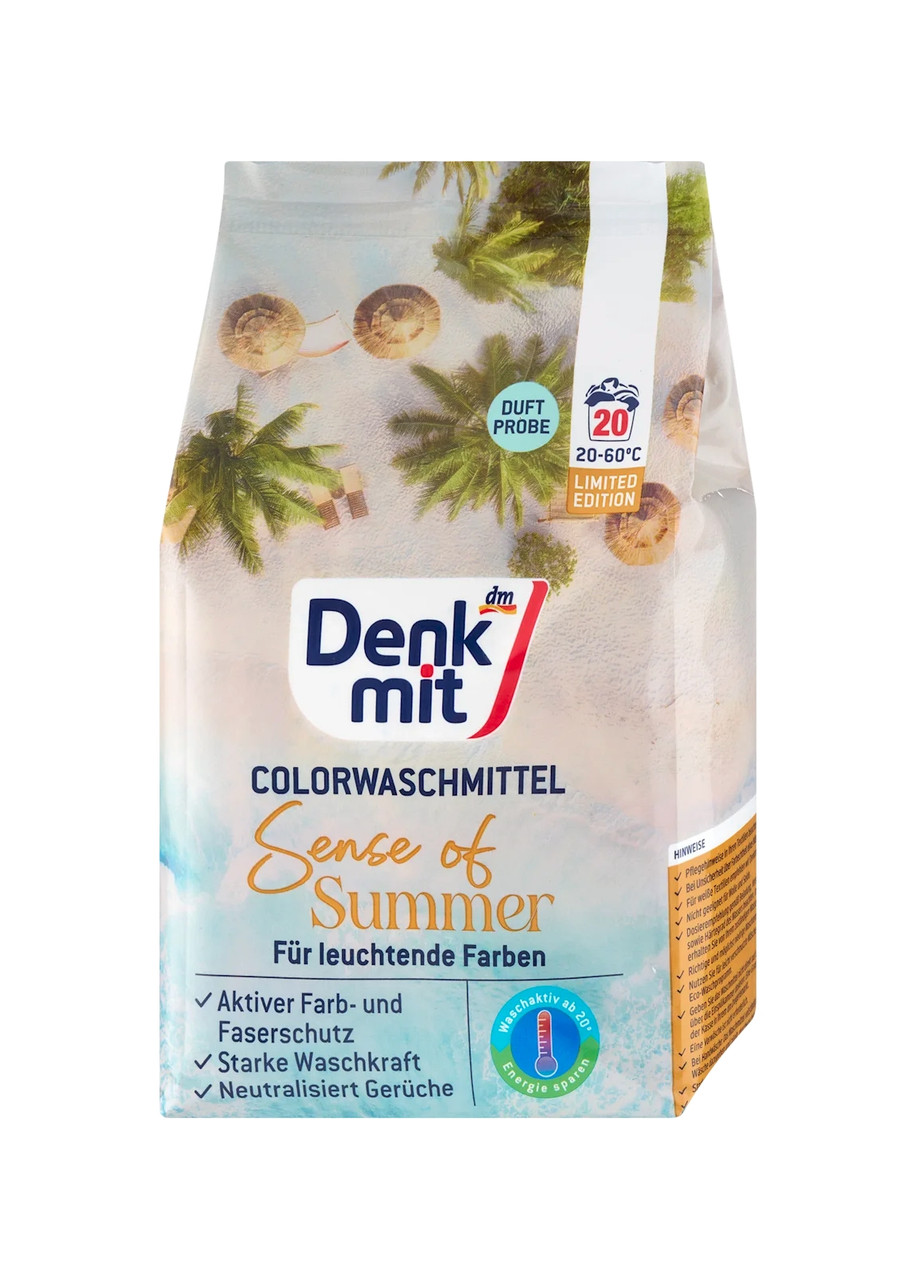 Порошок для прання Кольорових речей DenkMit Сolorwaschmittel Pulver Sense of Summer Денкміт Відчуття літа 20прань 1300г