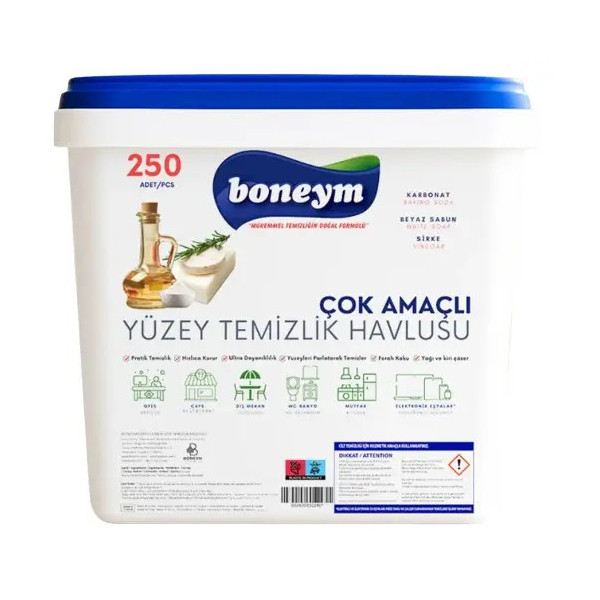 Серветки для прибирання Універсальні Професійні Boneym cok amacli Marsiglia Бонейм Вологі Марсельське мило Відро з Клапаном 250шт