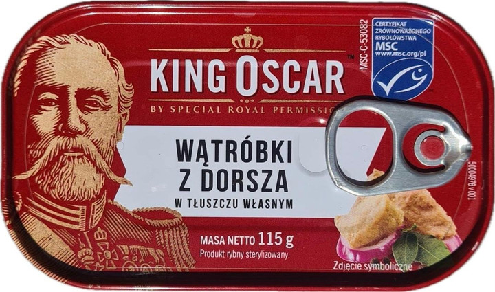 Печінка тріски King Oscar Norwegian Watrobki z Dorsza w Tłuszczu Wlasnym Кінг Оскар в власному соці Омега-3 115г