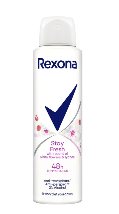 Жіночий аерозоль Антиперспірант Спрей Rexona Stay Fresh White Flowers&Lychee Scent 48h Рексона Залишайся свіжою Білі квіти 150мл