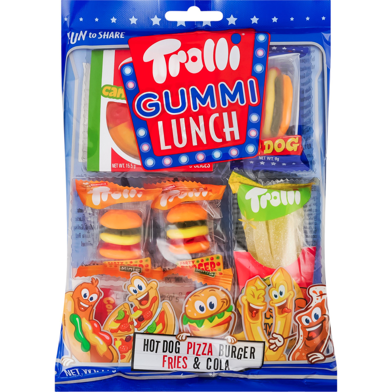 Набір Ланч-бокс Жувальний мармелад Trolli Gummy Lunch HotDog Pizza Burger Fries&Cola Тролі пакетики асорті 77г