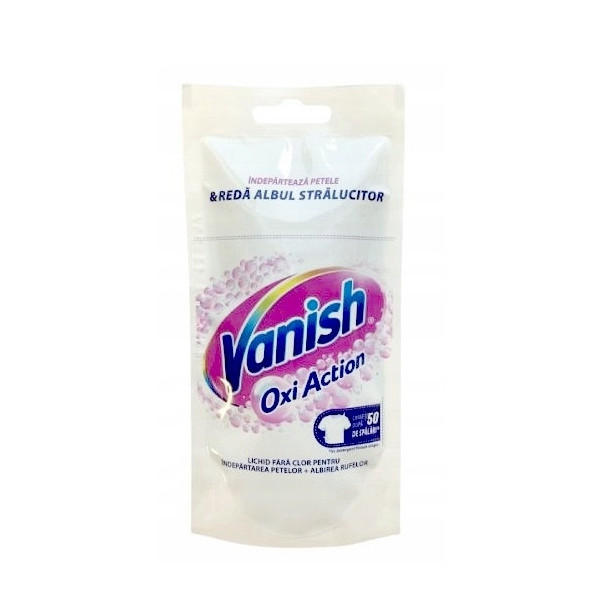 Плямовивідник для Білого Vanish Oxi Action White Ваніш Дія Оксі рідкий для Світлих та Білих Речей Рідкий без хлору Пакет 100мл