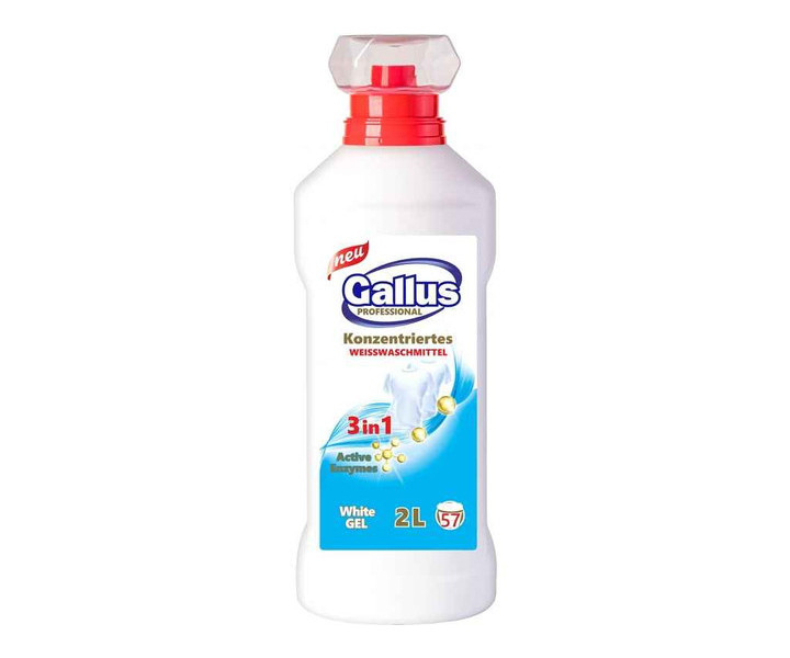Гель для прання Білого Gallus WeissWaschmittel Konzentriertes 3в1 White Gel Галуш Концентрат для світлої білизни 57прань 2л
