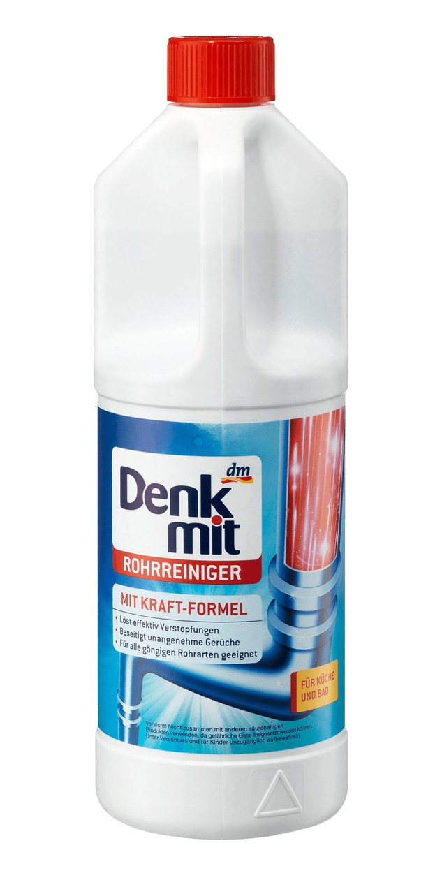 Засіб для чищення Стічних Труб від засмічень Denkmit RohrReiniger Mit Kraft formel Денкміт потужна формула Каністра 1л