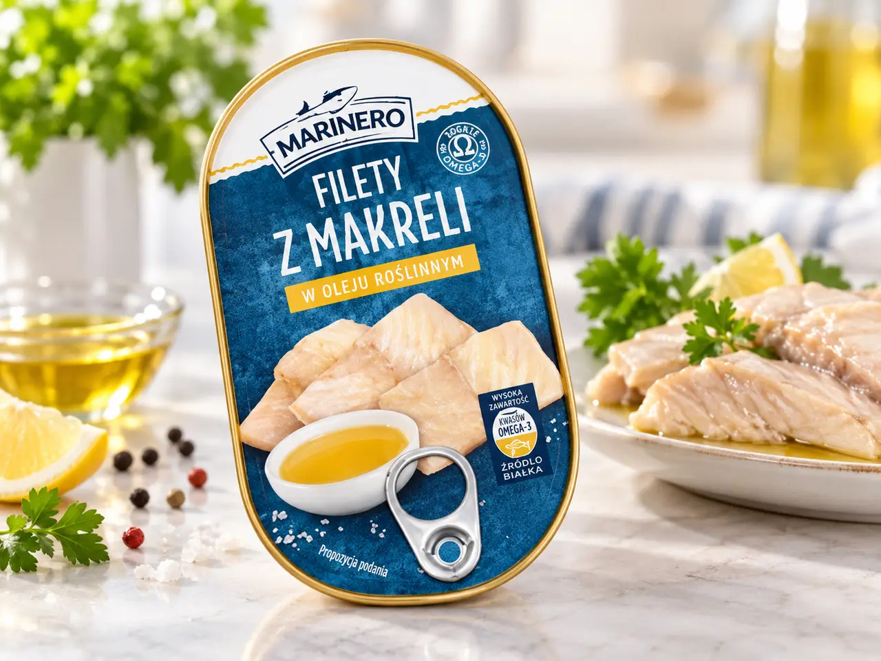 Макрель філе в Соняшниковій олії Marinero Filety Makreli w oleju roslinnym Марінеро скумбрія шматочки Євробанка 170г