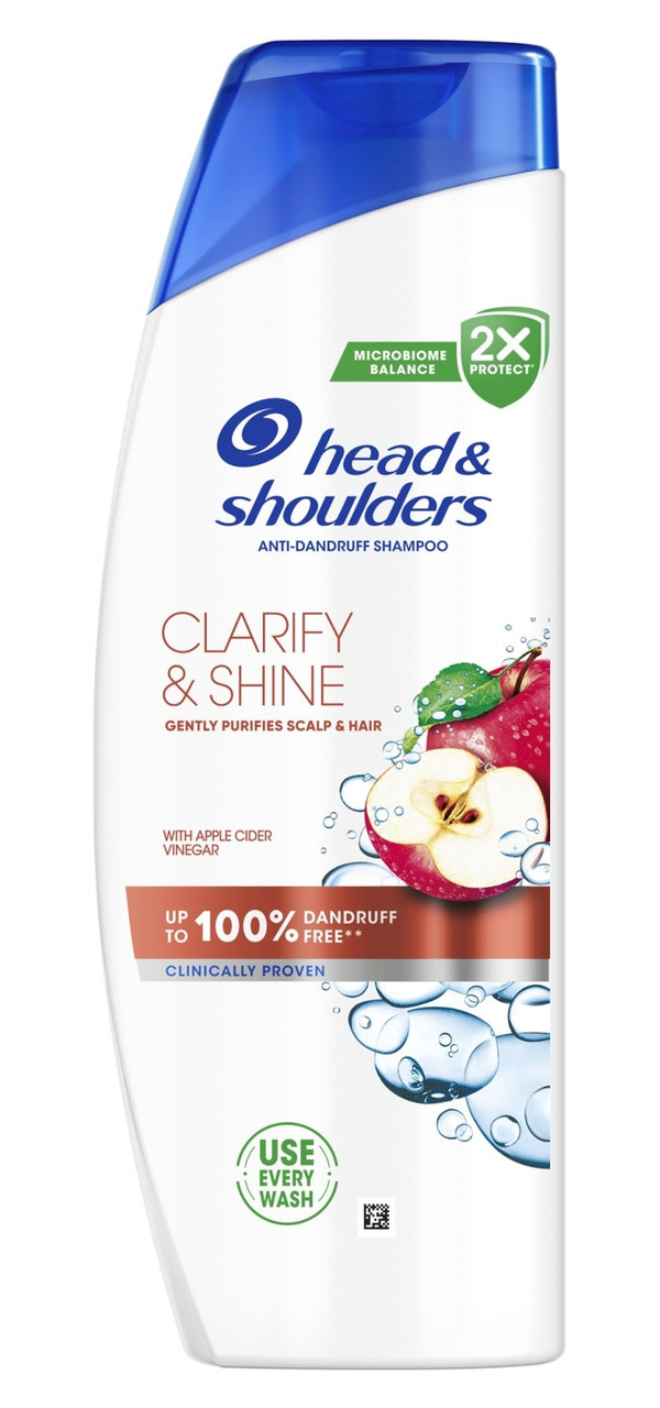 Шампунь проти Лупи Head&Shoulders Anti-Dandruff Shampoo Microbiome Clarify&Shine Apple Vinegar Cider Хедн Освітлення Блиск 400мл