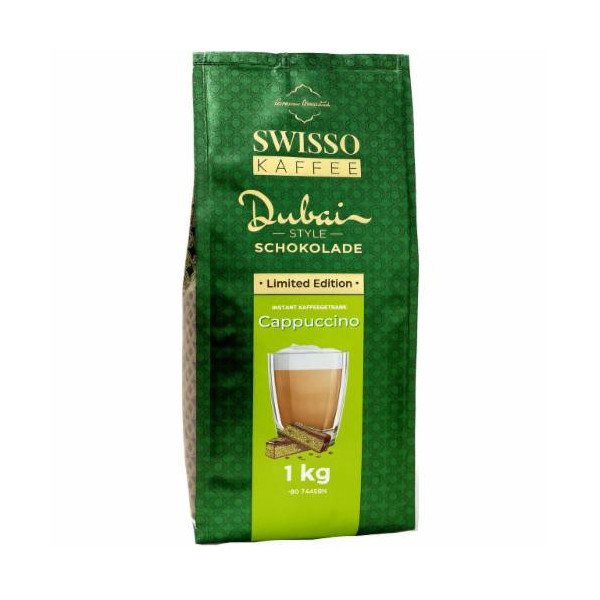 Капучіно розчинний Swisso cappuchino Dubai Style Chocolate Свіссо смак Дубайський Шоколад та Фісташки 80порцій Пакет 1кг