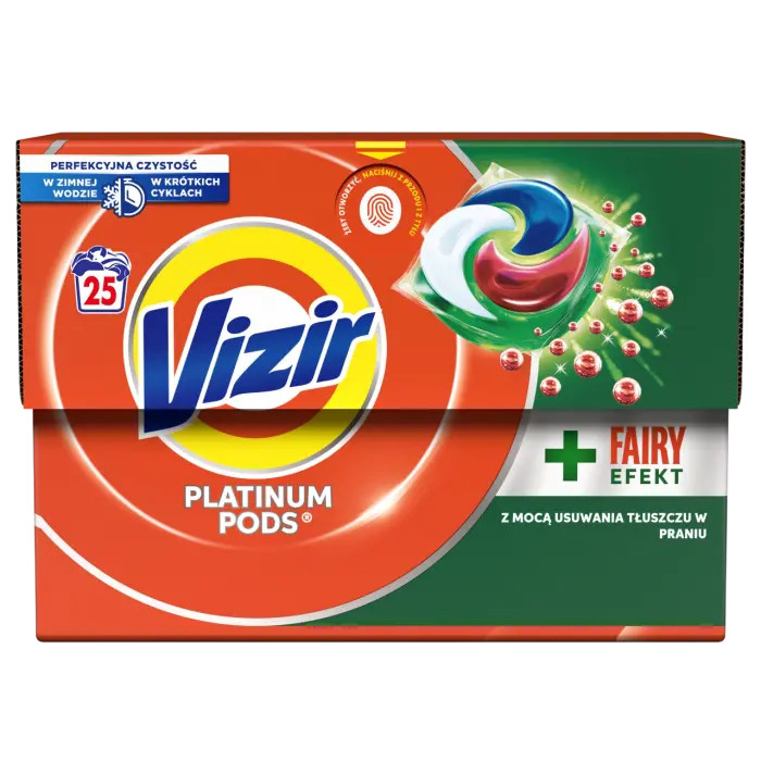 Капсули для прання з Fairy Ефектом Універсальні Vizir Platinum pods Fairy Effect 3в1 Візір Платінум трьохкомпонентні 25шт