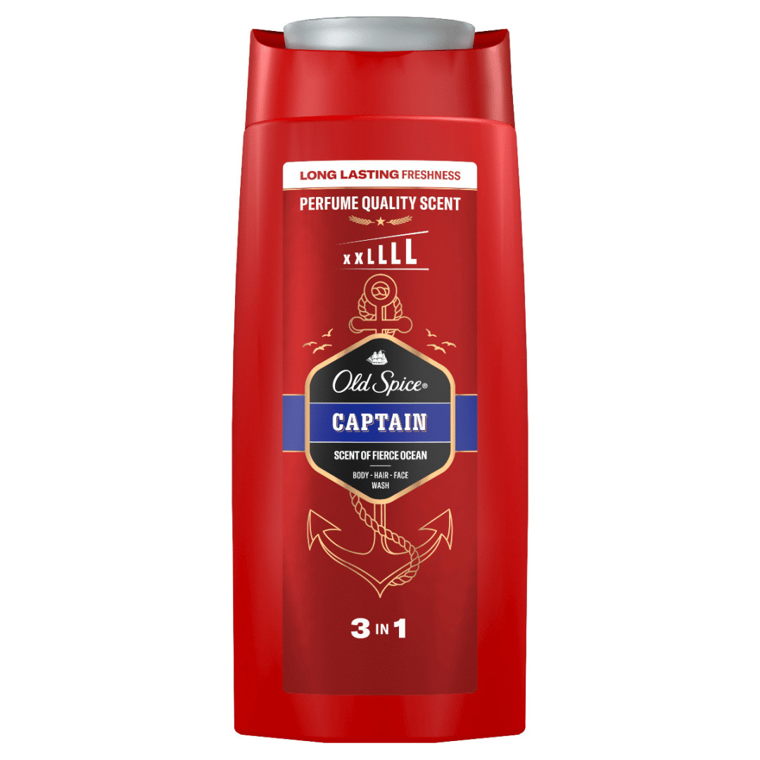Гель для Душу 3в1 Чоловічий Old Spice Captain Long Lasting Fresh Fierce Ocean ОлдСпайс Капітан аромат Сандал 400мл