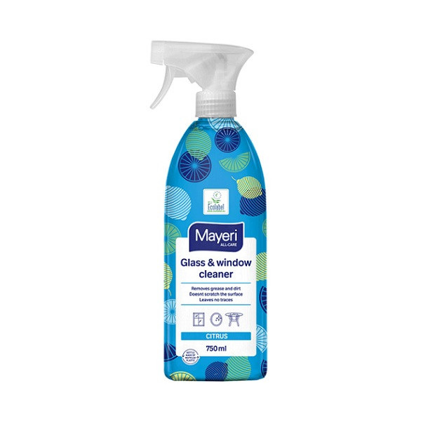 Засіб для чищення Скла Універсал Спрей Mayeri All Care Ecolabel Glass&Windows Cleaner Citrus Маері для Вікон Дзеркал Лимон 750мл
