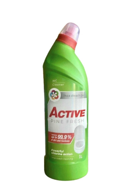 Гель для чищення Унітазів Універсальний Active WC cleaner Pine Fresh Powerful Chlorine Action Актів Відбілюючий з Хлором 1л