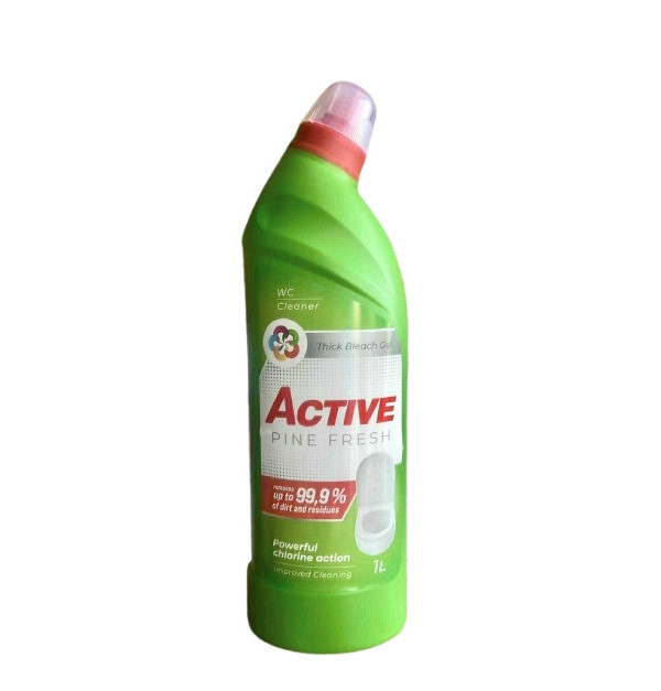 Гель для чищення Унітазів Універсальний Active WC cleaner Pine Fresh Powerful Chlorine Action Актів Відбілюючий з Хлором 1л