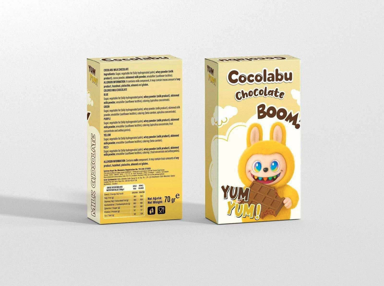 Шоколад плитка молочний Шоко Лабубу Cocolabu Chocolate Boom Yum-Yum Yellow Чоколабу Шоколадний бум Юм Юм Жовтий 70г