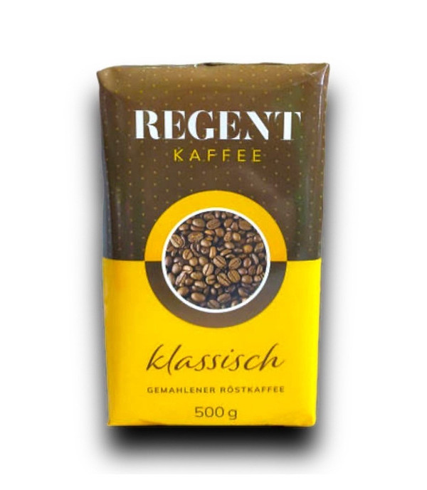 Кава мелена Regent Kaffee Klassisch Gemahlener Röstkaffee ground Coffee Arabica Robusta Регент купаж Арабіки Середня обжарка 500г