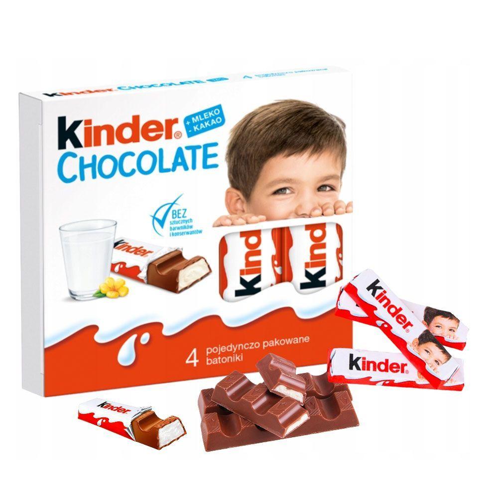 Шоколадні батончики Kinder T4 Chocolate Кіндер Т4 з молочним Какао кремом 4шт 50г
