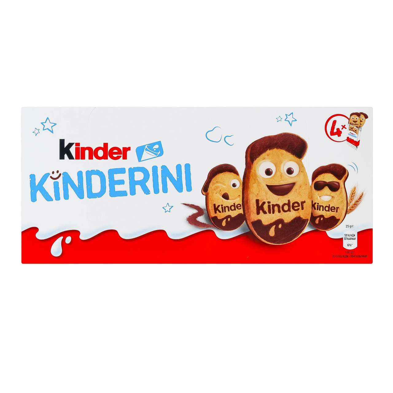 Печиво Веселі Герої Kinder Kinderini 4x Кіндер Кіндеріні пісочне з какао-молочним кремом 4шт Коробка 100г