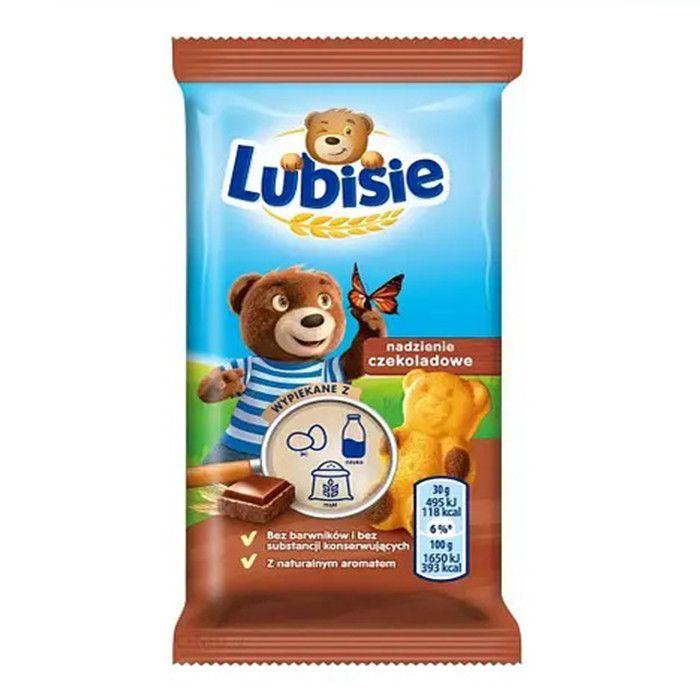 Дитяче міні печиво без барвників Ведмедик Барні Lubisie Nadzienie szekoladowe Любісіе Бісквітне з Шоколадною начинкою 30г
