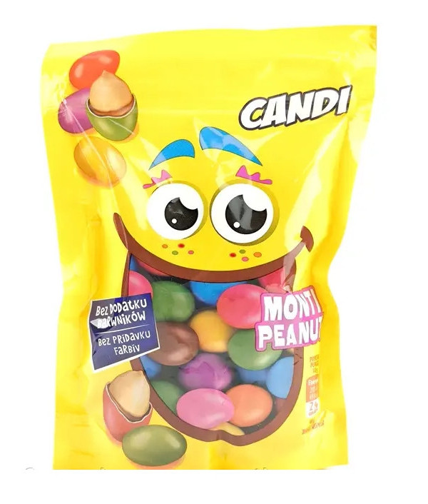 Шоколадне Драже Арахіс в різнокольоровій Глазурі Candi Mimi Monti peanut Кенді цукерки Мімі ЗІП пакет 240г