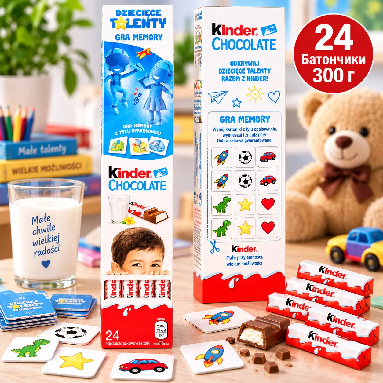 Шоколадні батончики Півметра Kinder Chocolate 50sm Radosci so niemiara XXXL Кіндер Великий 50см з молочним Какао кремом 24шт 300г