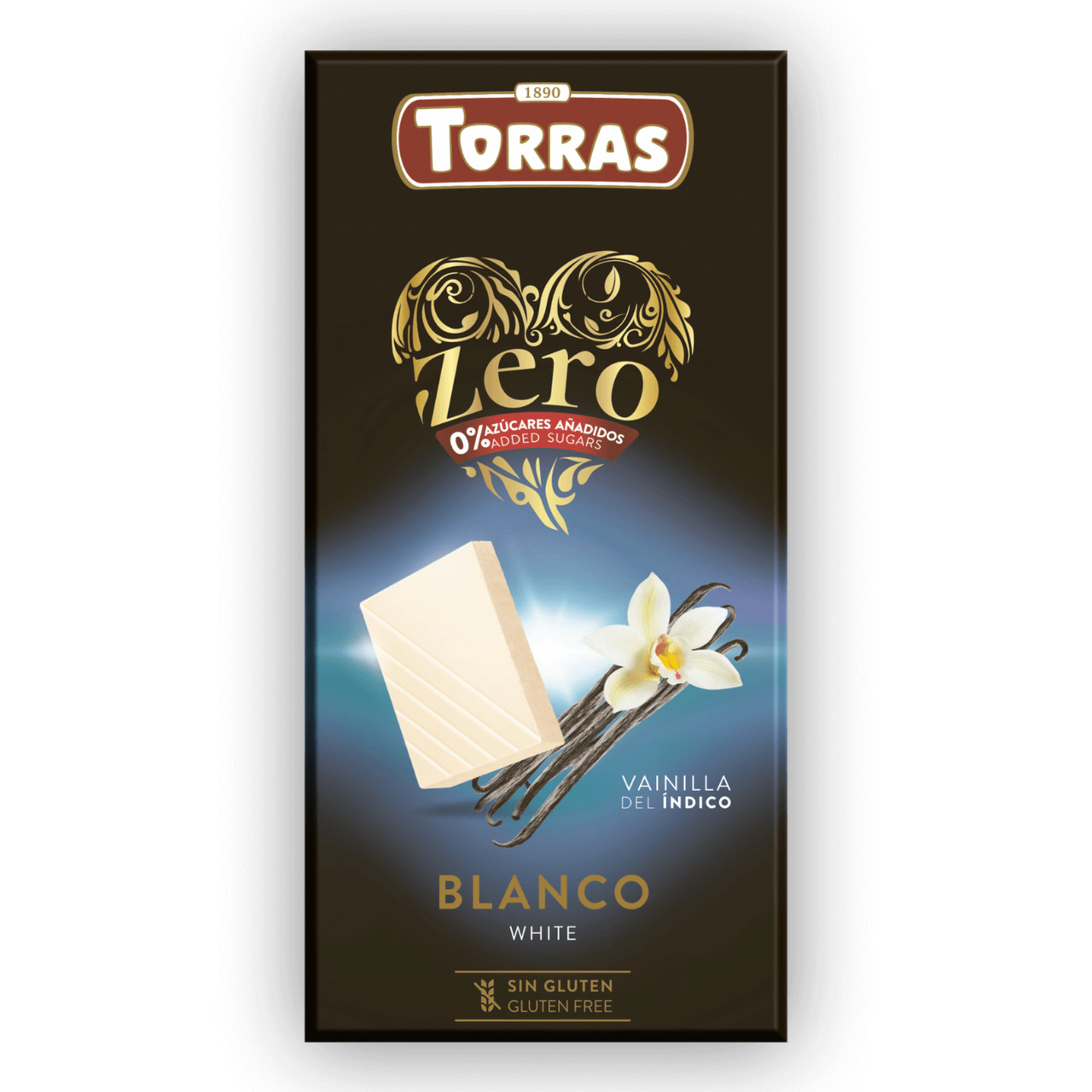 Шоколад Білий без Глютену Torras Zero White Blanco Vanilla Chocolate 0% Торас Зеро з Ванілью Плитка 100г