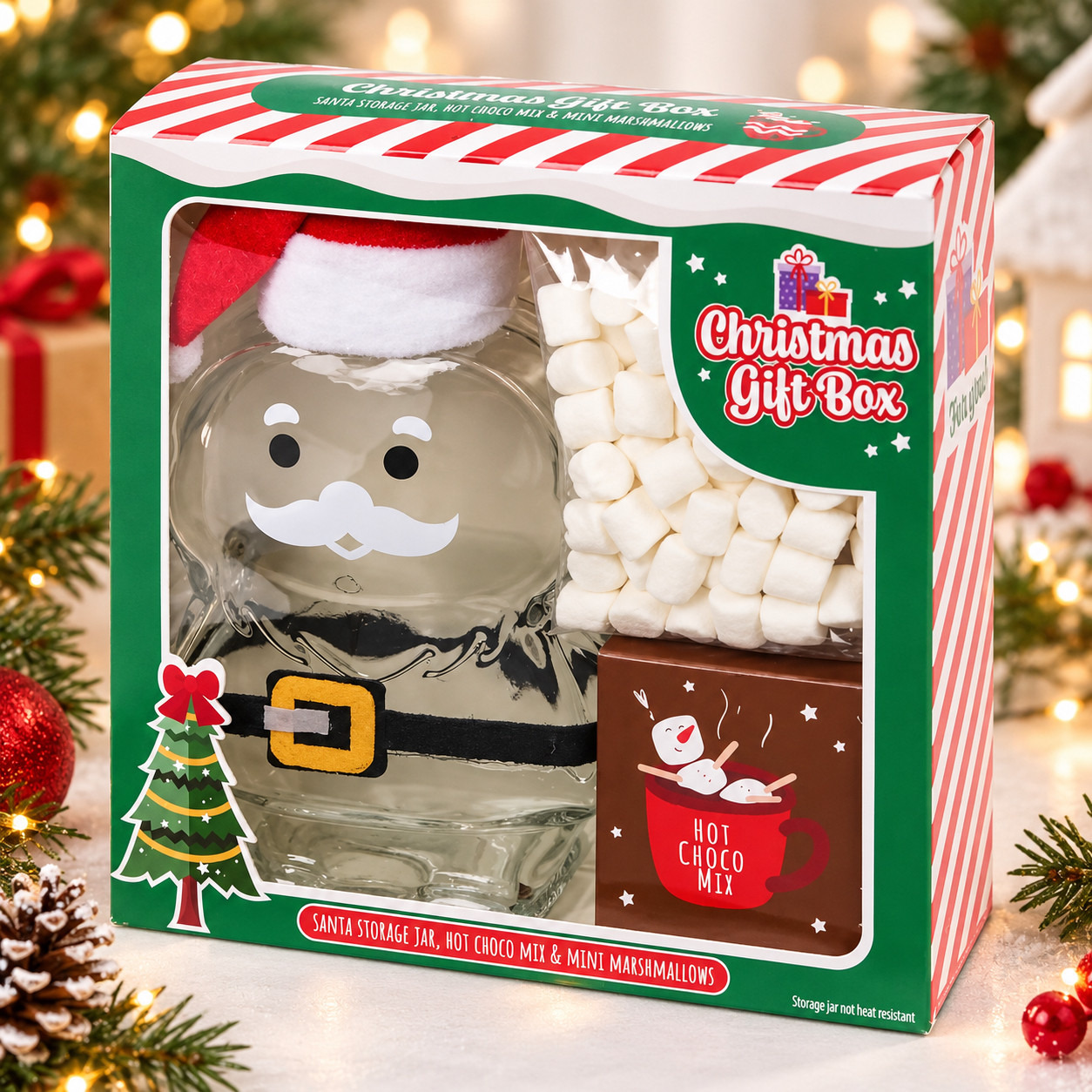 Набір Новорічний подарунок для приготування Гарячого шоколаду Becky’s Christmas Gift Box Hot Mix Бекіс Склянка Санта Маршмелоу 3шт