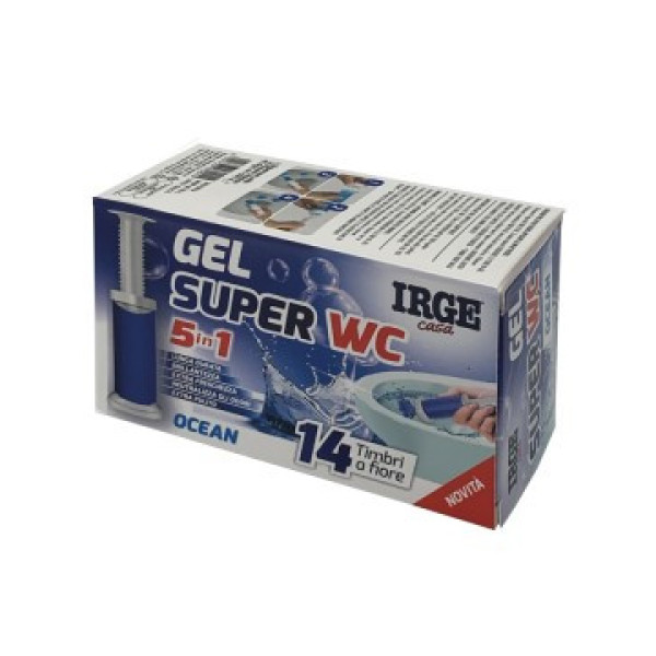 Гелевий Шприц для очищення та свіжості унітазу Irge Super WC Gel Ocean 5in1 Ірге освіжувач для туалету 5в1 14 використань Океан