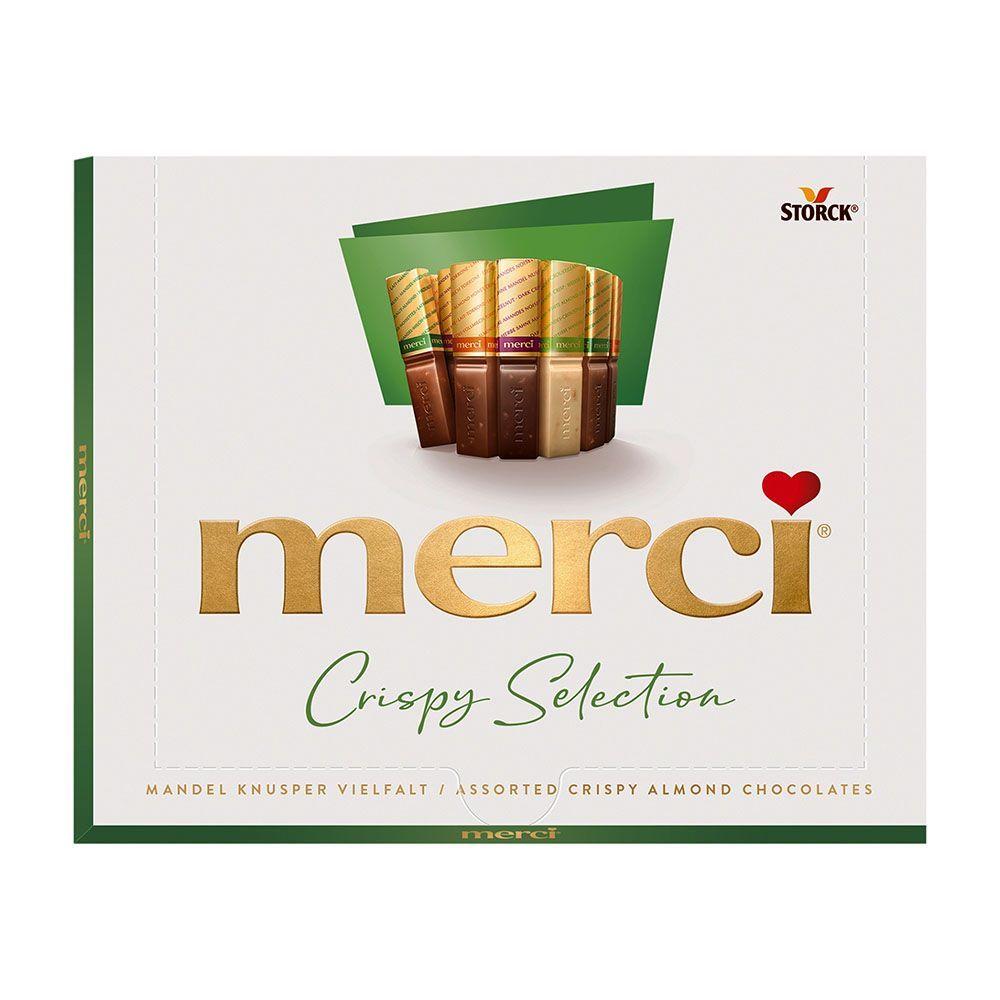 Шоколадні цукерки міні Плитки асорті Storck Merci Crispy Selection Mandel Knusper Vielfalt Assorted Chocolate Мерсі Коробка 250г
