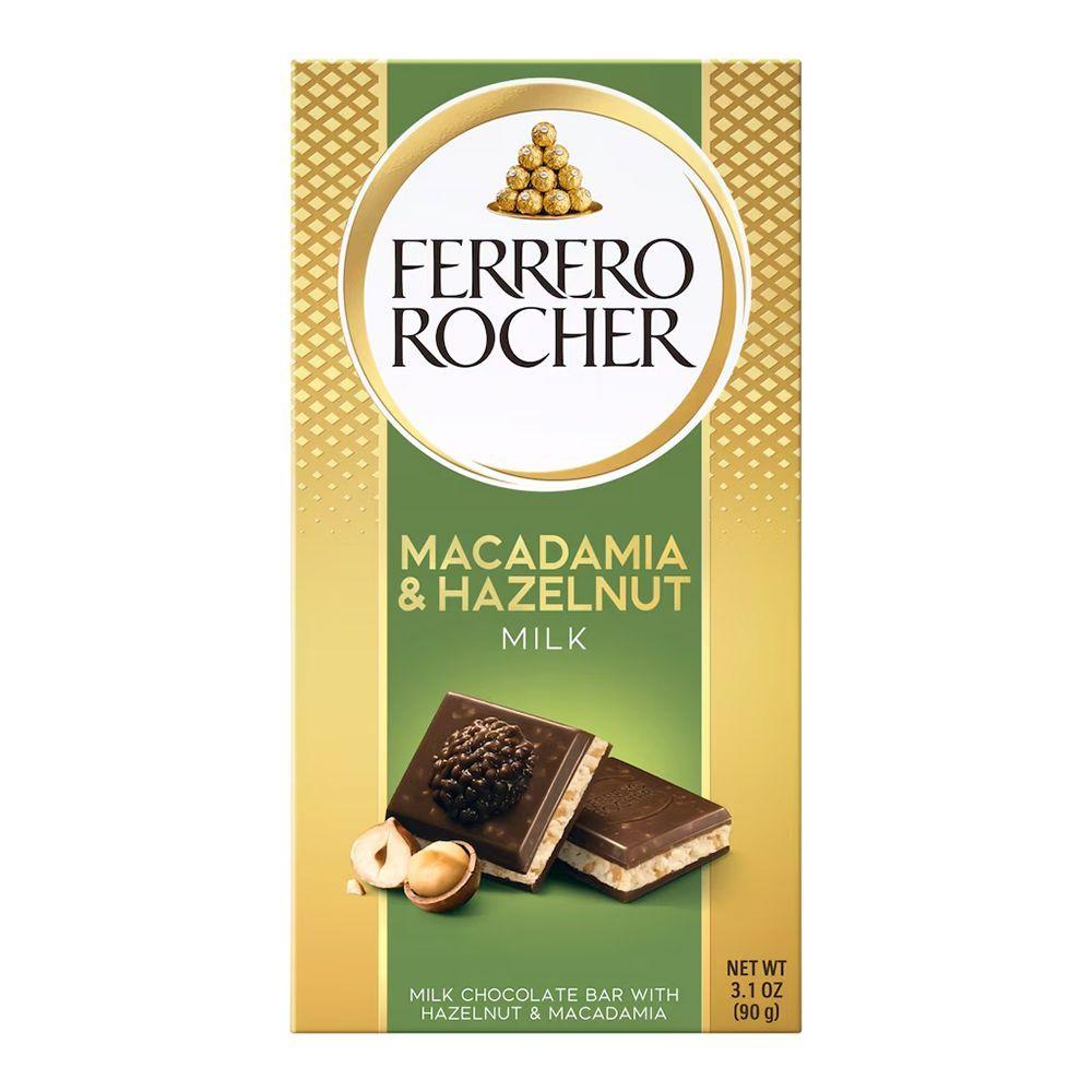 Шоколад молочний Ferrero Rocher Macadamia&Hazelnut Milk Chocolate Bar Фереро Роше з фундуком та макадамією Плитка 90г