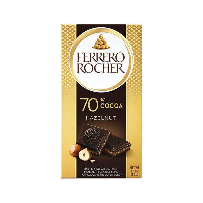 Шоколад Екстра Чорний 70% Ferrero Rocher Dark Chocolate Bar Hazelnut 70% Cocoa Феррео Роше з лісовими горіхами 90г