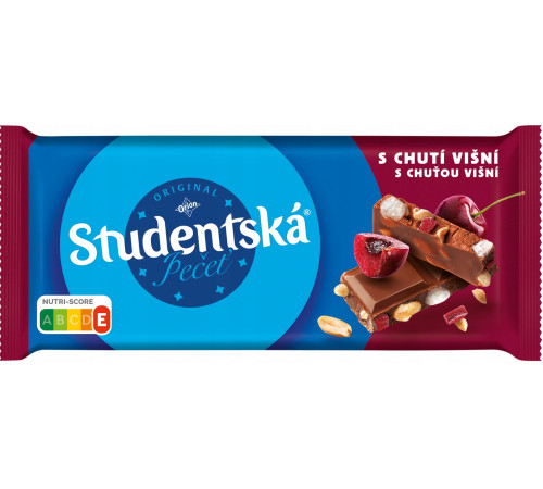 Шоколад Orion Studentska z Chuti Visni Cherry Оріон Студентска молочний із арахісом та Вишнею Плитка 170г