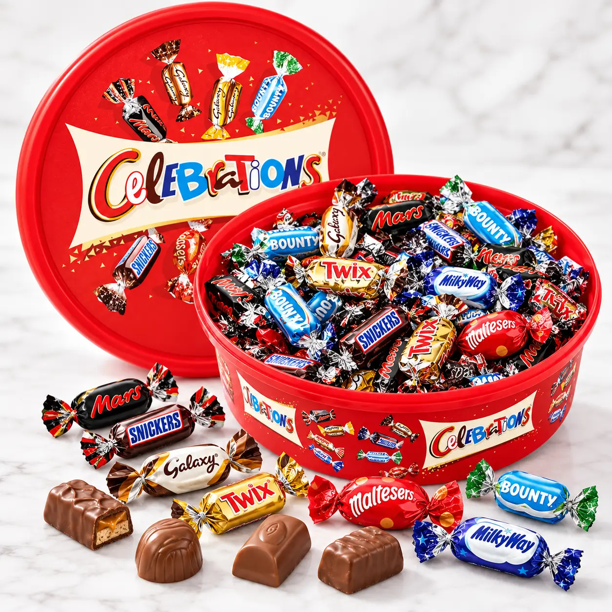Набір шоколадних Цукерок Святковий Подарунок Mars Celebrations Mix Big Селебрейшн Святкування асорті Пластик Бокс 550г