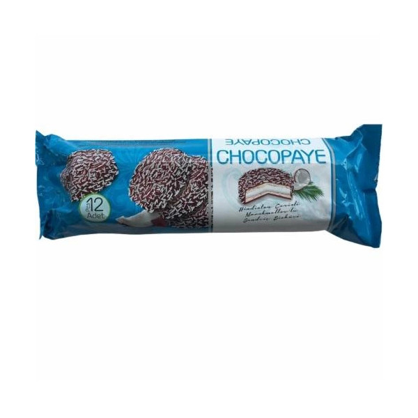 Печиво бісквітне в шоколадній глазурі ChocoPaye Coconut Blue Шокопей кокос з молочним кремом та маршмеллоу 12шт 216г