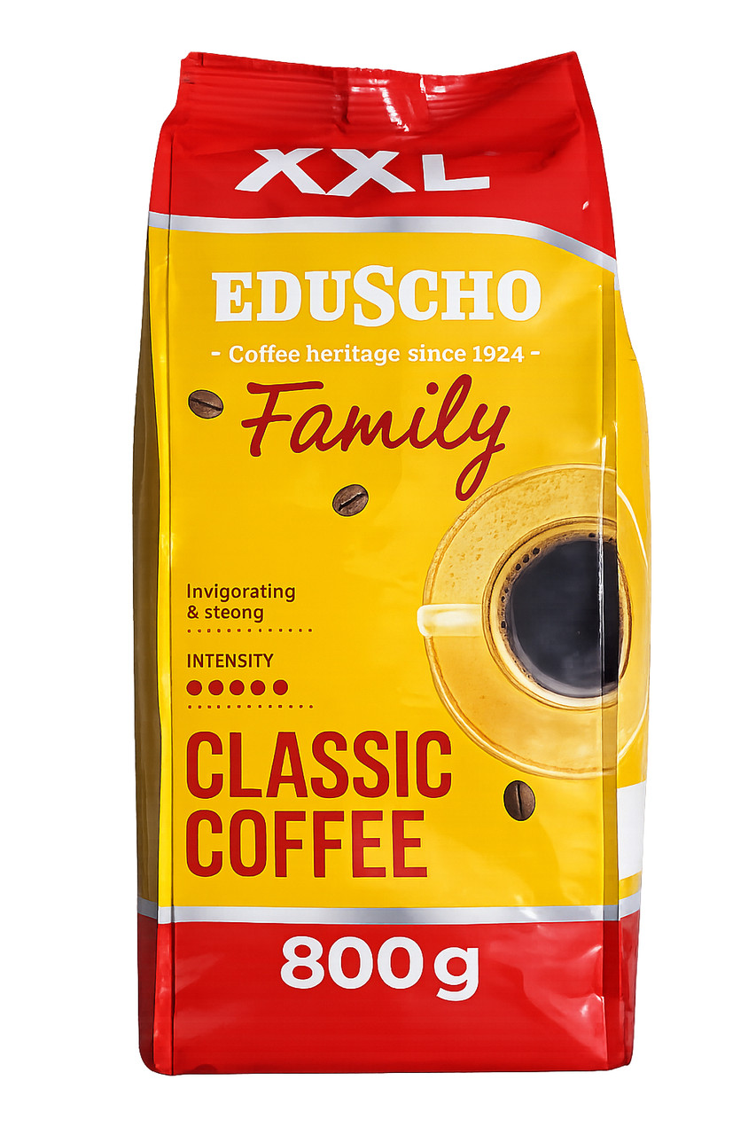 Кава мелена Eduscho Family Classic Ground coffee 5 Intensive Invigorating&Strong XXL Едушо Фемелі Робуста Тонізуюча Пакет 800г