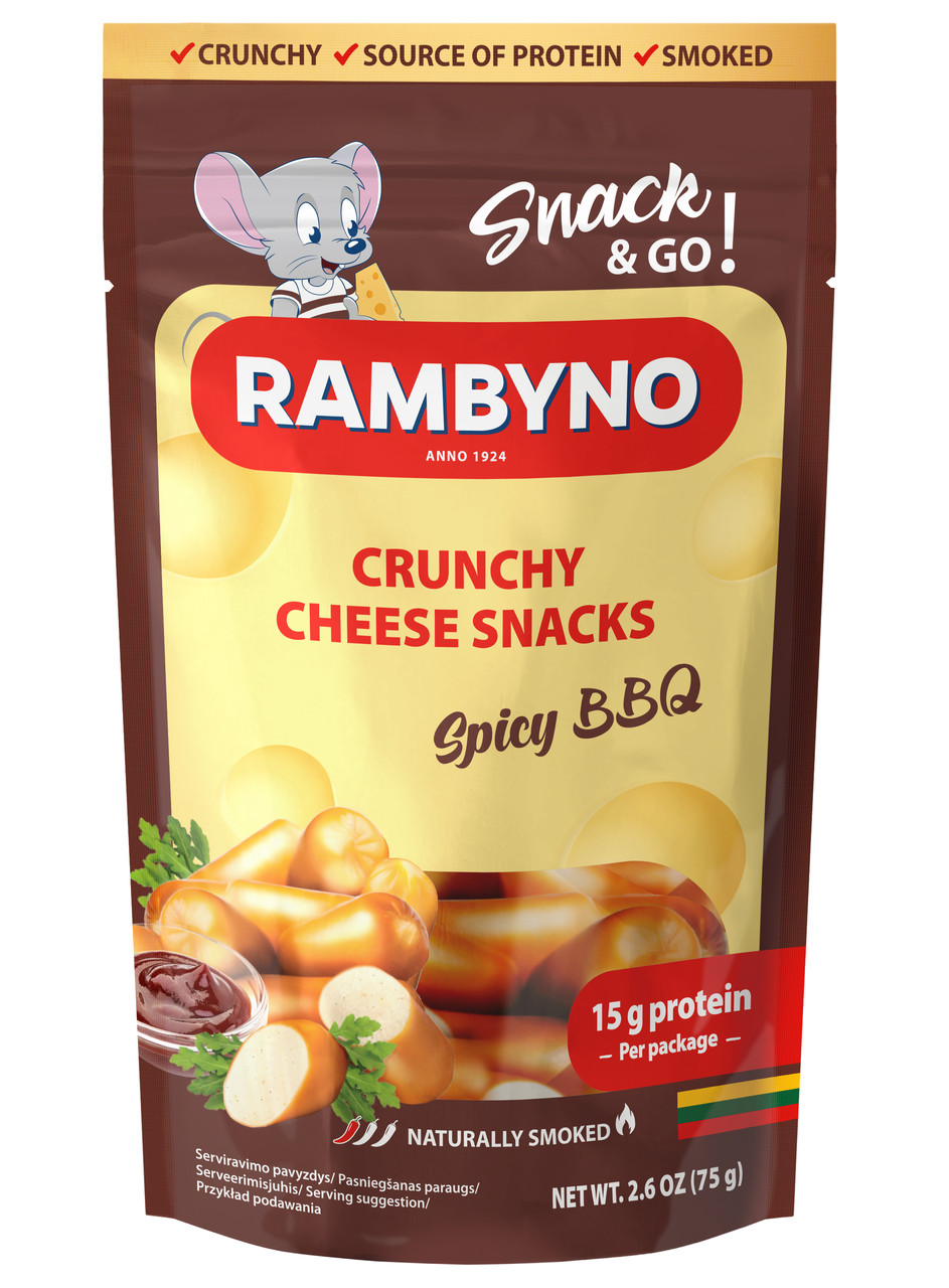 Снеки з копченим сиром барбекю Закуска Rambyno cruncy Smoked cheese Snacks&Go BBQ Рамбіно Спайсі пікатний перець Chipotle 75г